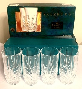 lot 51 image: Two Boxed Sets of Vintage Salzburg Cristal De Flandre 24% Crystal Highball Glasses