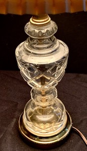 lot 69 image: Pretty Vintage Glass Lamp and Pleated Shade