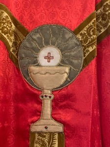 lot 346 image: Gothic Style Red Chasuble