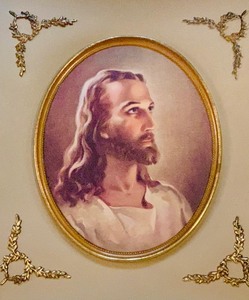 lot 349 image: Gorgeous Vintage Framed Turner Wall Hanging Head of Christ