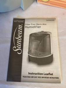 lot 452 image: Sunbeam Warm Mist Filter Free Humidifier Model SWM6000