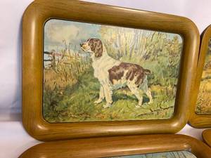 lot 463 image: Four Vintage Metal Dog Themed TV Trays