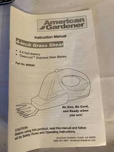 lot 476 image: American Gardner4 Inch Rechargeable Grass Sheer Model 900056