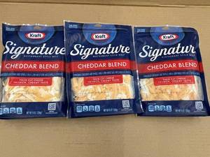 lot 8 image: F - Kraft Signature Cheddar Blend Cheese, 3 Packs