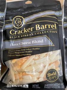 lot 29 image: F - Cracker Barrel Three Cheese Blend Shredded Cheese - Lot of 3