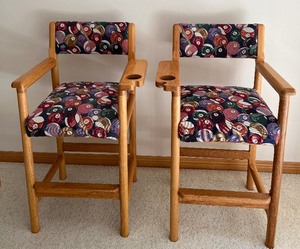 lot 80 image: Pair of HIPPOPATUMUS Billiard Spectator Pool Chairs