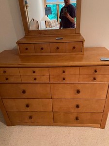 lot 3 image: BASSET Wooden Dresser with Top Mirror with Drawers