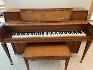 lot 81A image: STORY & CLARK Upright Piano with Storytone Mahogany Sounding Board and Bench