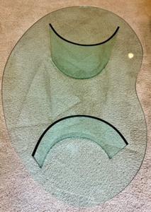lot 16 image: MCM Kidney Shaped Glass Coffee Table