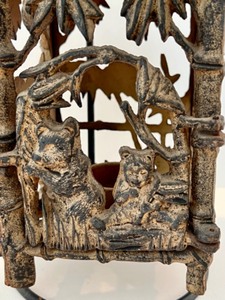 lot 27 image: Panda and Bamboo Garden Cast Iron Lantern on Stand