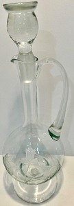 lot 62 image: Vintage Etched Glass Wine Decanter with Stopper & 4 Pedestal Apritif Glasses.