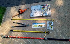 lot 32 image: Assortment of Trimmers and Hand Tools with BLACK & DECKER Hedge Trimmer