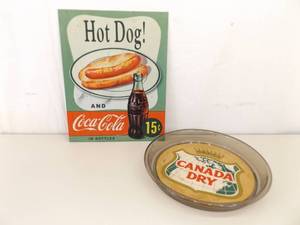 lot 11 image: Coca-Cola Metal Sign and Canada Dry Serving Tray