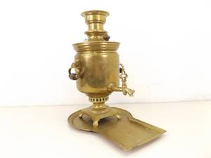 lot 13 image: Antique 1800s Russian Imperial Brass Samovar