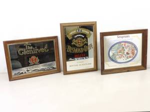 lot 16 image: Lot of 3 Liquor Advertising Wall Mirrors