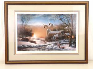 lot 18 image: Wood Framed Terry Redlin Hand Signed Open Edition The Sharing Season II