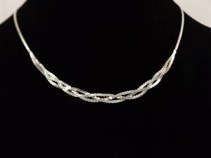 lot 57 image: .925 Sterling Silver Double Strand Woven Snake Link Chain Necklace