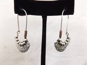 lot 63 image: .925 Sterling Silver Artisan Designed Hook Latch Earrings