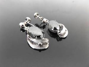 lot 64 image: .925 Sterling Silver Hematite Filigree Screw Back Earrings