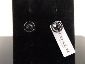 lot 65 image: .925 Sterling Silver COACH Zirconia Post Earrings In Original Packaging 