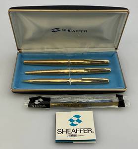 lot 130 image: Vintage SHEAFFER Stylist Imperial 3 Pc. Set Unused (NIB) (One Pen Tip Marked 14K See Photos)