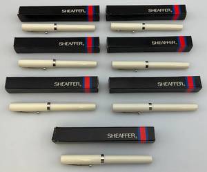 lot 133 image: 1970s Sheaffer White Plastic Pens (NIB)