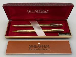 lot 134 image: Vintage Shaeffer White Dot 12K Gold Filled Pen & Pencil Set In Original Case Unused (NIIB)