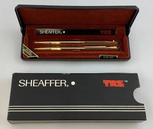lot 136 image: Vintage Shaeffer White Dot 22K Gold Electroplate Pen & Pencil Set In Original Case Unused (NIIB)