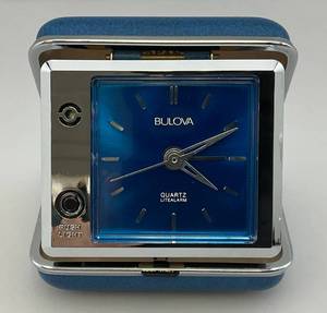 lot 141 image: Vintage Bulova Miniature Travel Clock 3 x 3