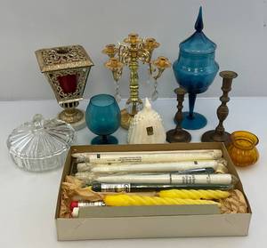 lot 152 image: Misc. Vintage Candle Holders & Candles