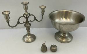 lot 191 image: Vintage PREISNER Pewter Items & WEB Salt & Pepper Shakers