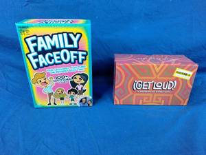 lot 151 image: New Skyler Imagination Family Faceoff Exc Ed Board Game and Tragos Games Get Loud Bilingual Game