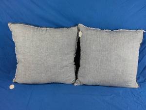 lot 198 image: New 2 Gray Fringed Throw Pillows 24x24
