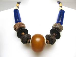lot 10 image: Large Necklace wAntique Trade Beads, Amber etc