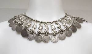 lot 21 image: Wonderful Antique Afghan Silver Coin Choker Necklace