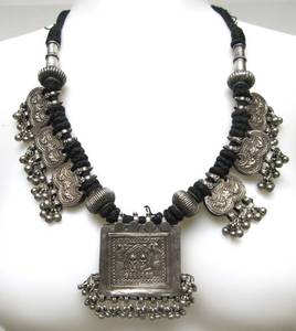 lot 27 image: Large Antique Silver Hindu Ganesh Pendant Necklace