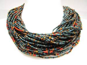 lot 2 image: Old Vintage Multi-Strand Beaded Necklace
