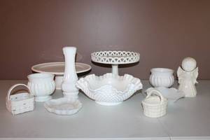 lot 3 image: Lot of White (some milk) Glass