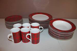 lot 18 image: Pacific Rim Plaid Design China Set
