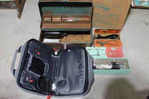 lot 88 image: Vintage Tackle Box And GPS Handgun Bag
