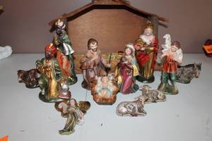 lot 115 image: Hand-Painted Nativity Set