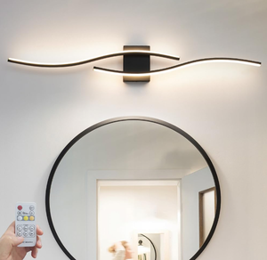 lot 321 image: Daunton Modern LED Vanity Light with Remote Control, 40.5 inch Black Wall Sconce Lighting for Bedroom, Living Room