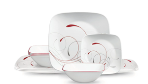 lot 518 image: Corelle Splendor, Square, 12 Piece, Dinnerware Set