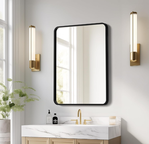 lot 112 image: USHOWER Black Bathroom Mirror for over sink