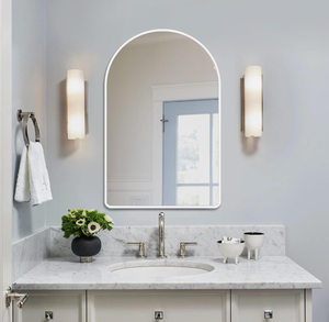 lot 115 image: Arched Mirror, White Alumium Frame Arch Bathroom Wall Mirror
