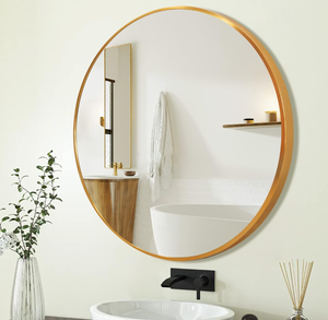 lot 116 image: Gold Round Mirror, Circle Bathroom Mirror with Aluminum Alloy Frame