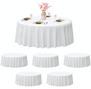 lot 126 image: 6PCS EMART Round Tablecloth White Circular Polyester Table Cover