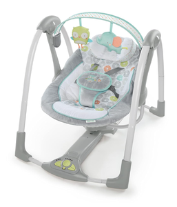 lot 135 image: Ingenuity Swing n Go 5-Speed Baby Swing - Foldable, Portable, 2 Plush Toys & Sounds, 0-9 Months 6-20 lbs