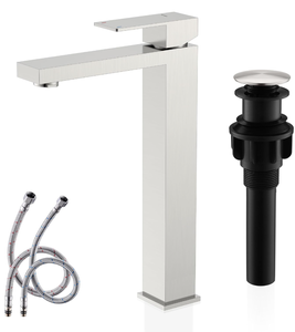 lot 159 image: KENES Brushed Nickel Vessel Sink Facuet Single Handle Tall Bathroom Sink Faucet