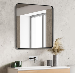 lot 219 image: Square Wall Mirror for Bathroom Matte Black Bathroom Mirror Rounded Corners
